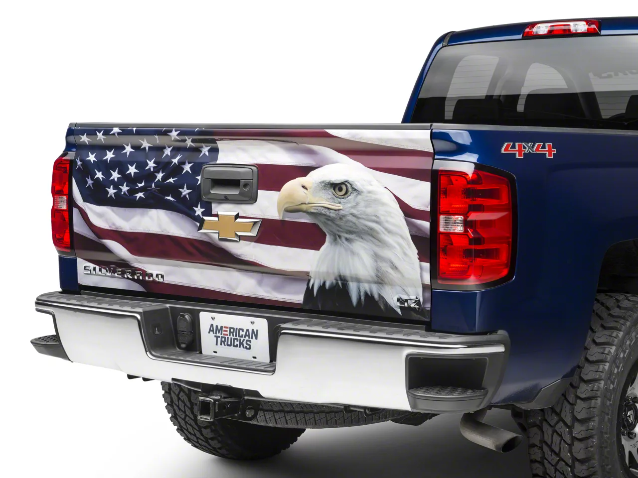 SEC10 Tailgate Printed Decal; Flag and Eagle (07-26 Silverado 1500)
