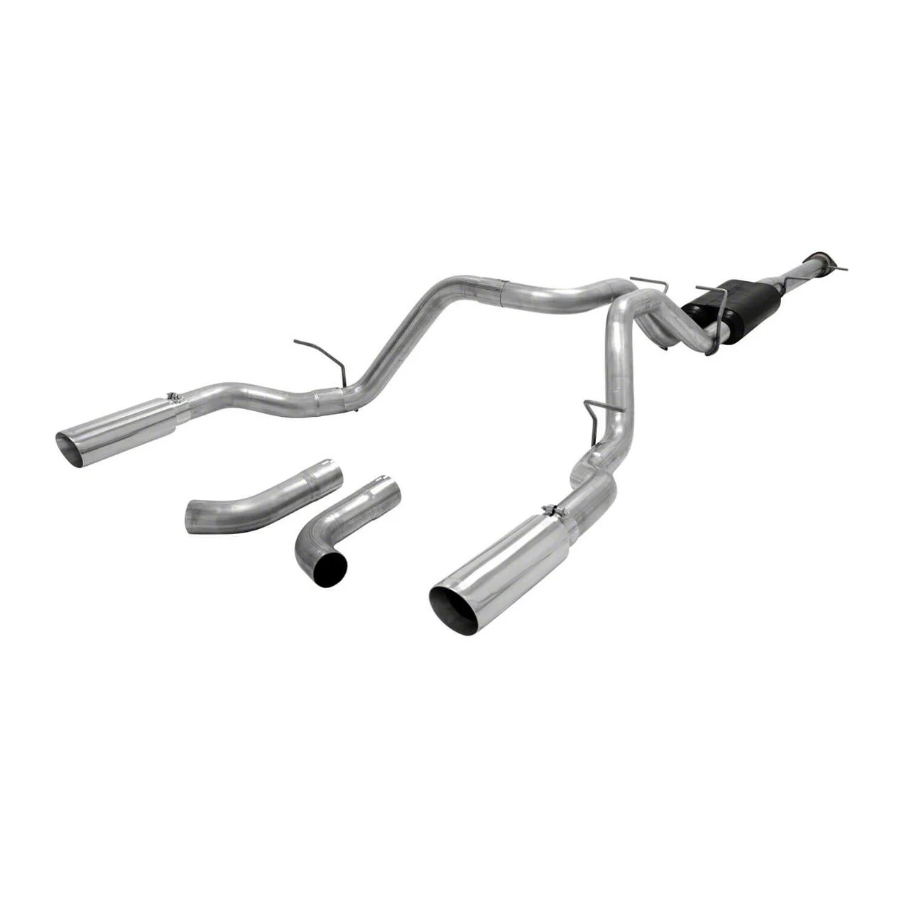 Flowmaster American Thunder Dual Exhaust System with Polished Tips; Side/Rear Exit (11-19 6.0L Silverado 3500 HD)