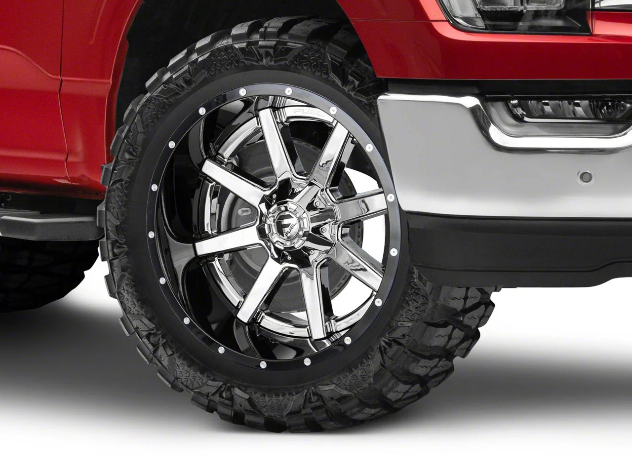 Fuel Wheels Maverick Chrome with Gloss Black Lip 6-Lug Wheel; 22x12; -44mm Offset (21-26 F-150)