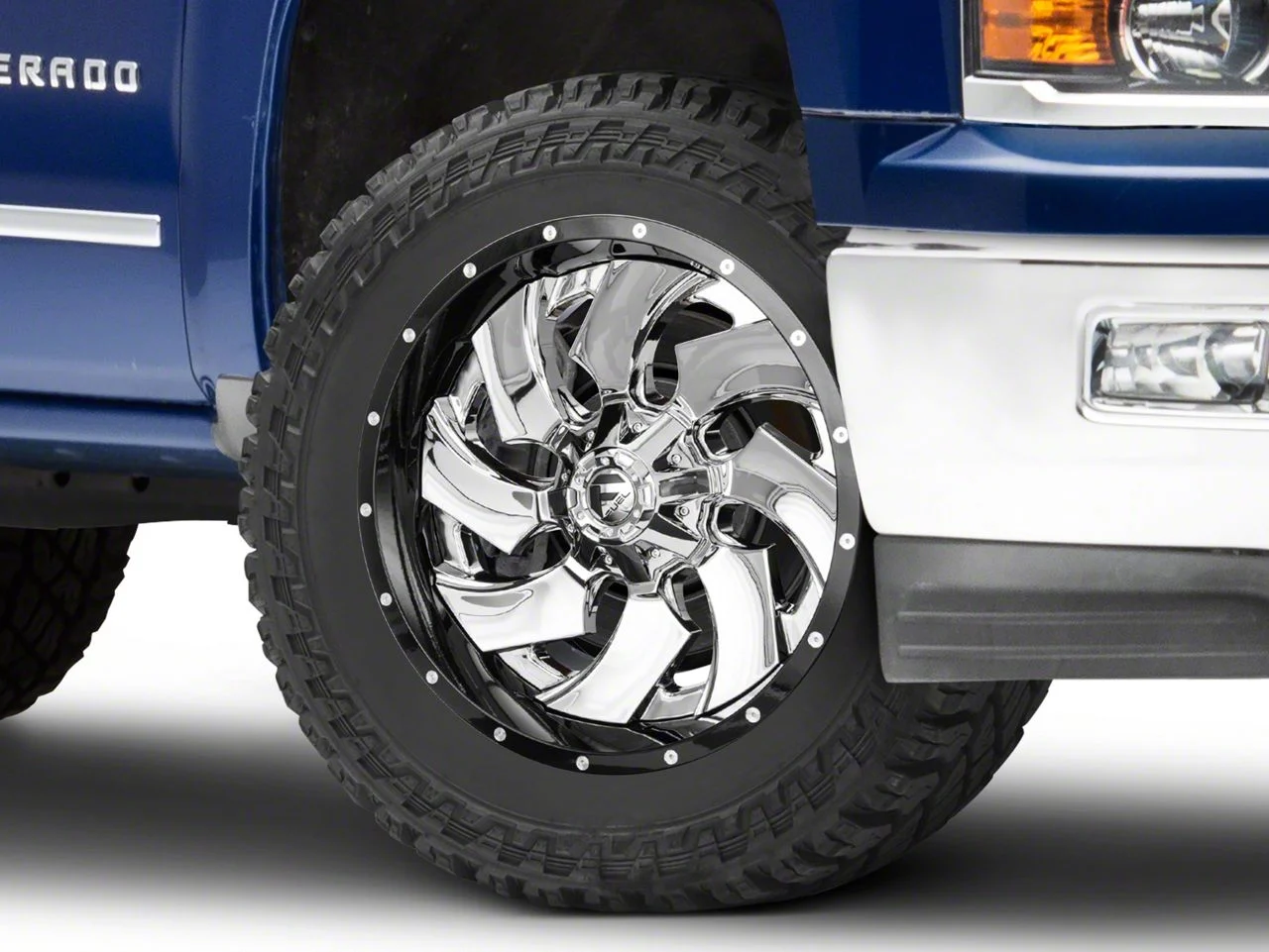 Fuel Wheels Cleaver Chrome with Gloss Black 6-Lug Wheel; 22x10; -13mm Offset (14-18 Silverado 1500)