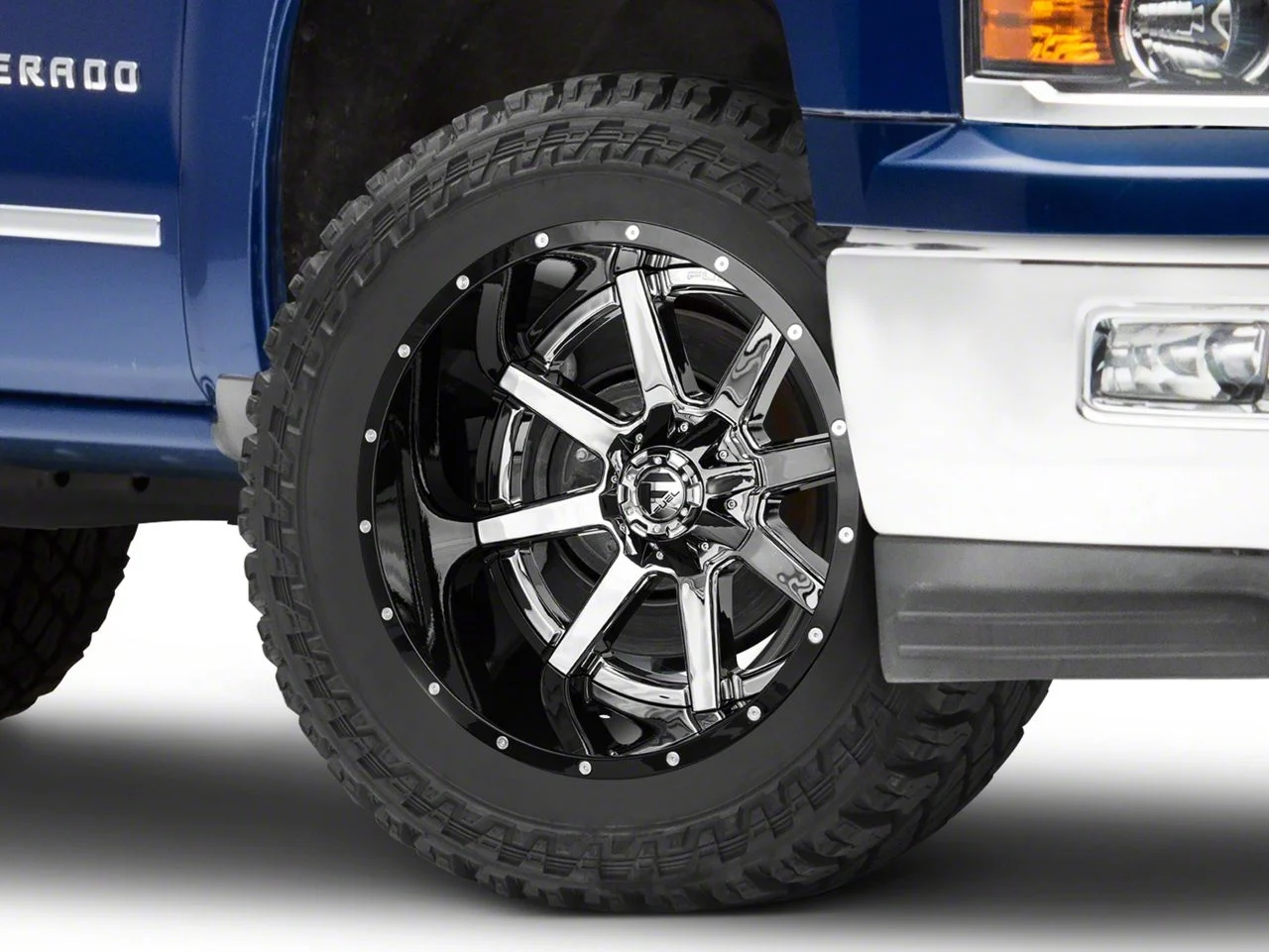 Fuel Wheels Maverick Chrome with Gloss Black Lip 6-Lug Wheel; 22x14; -70mm Offset (14-18 Silverado 1500)