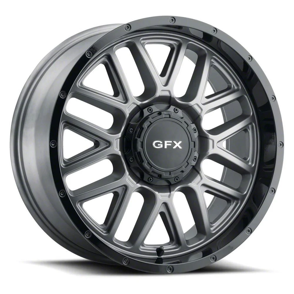 G-FX TM-5 Matte Gray with Matte Black Lip 5-Lug Wheel; 20x9; 18mm Offset (02-08 RAM 1500, Excluding Mega Cab)