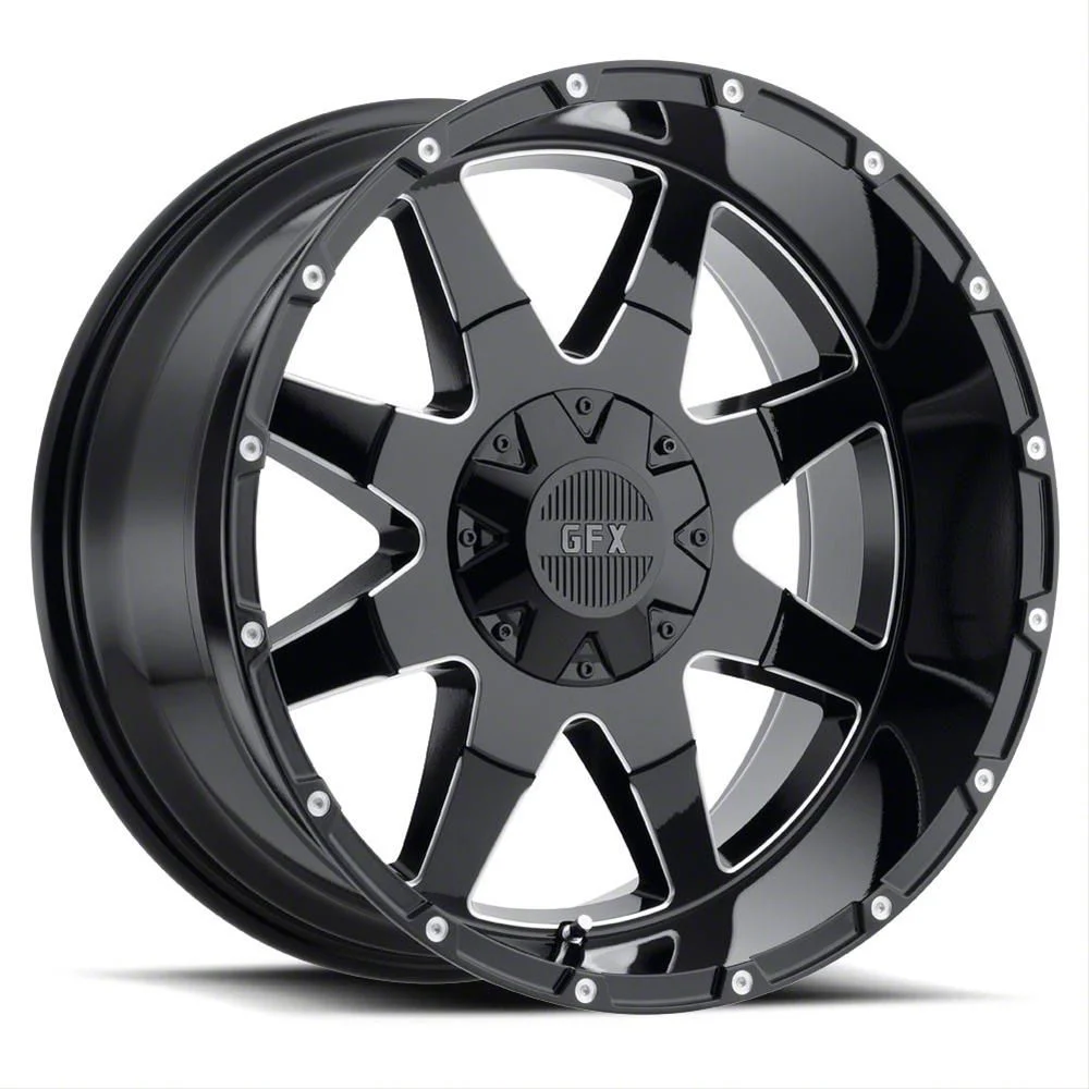 G-FX TR-12 Gloss Black Milled 6-Lug Wheel; 20x10; -24mm Offset (09-14 F-150)