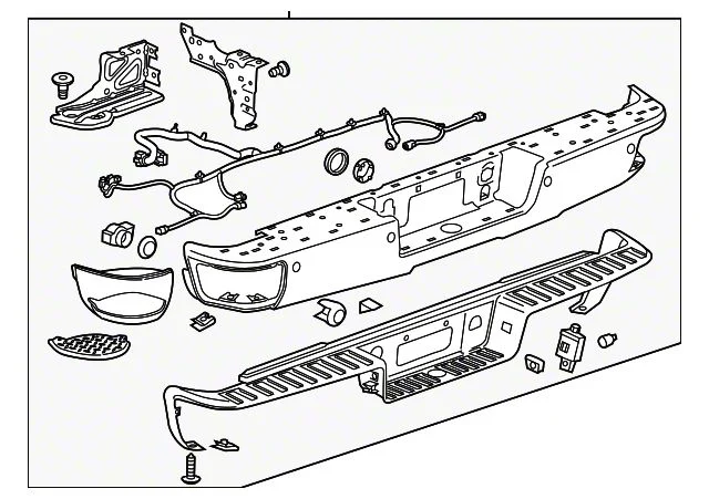 Bumper Assembly; Rear; Without Parking Aid Sensors; Assembly; Chrome (14-15 Sierra 1500)