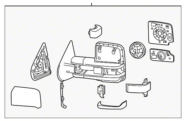 Door Mirror Set; Left; Trailer Tow Type; Without Signal Lamps; Man-Folding; Assembly; Chrome (15-18 Sierra 1500)