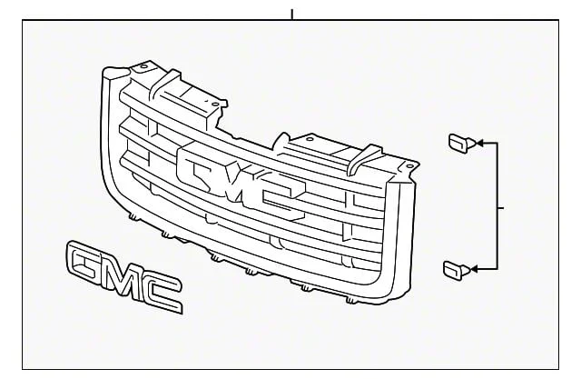 Grille; Assembly; Chrome; Without Appearance Package (07-13 Sierra 1500)