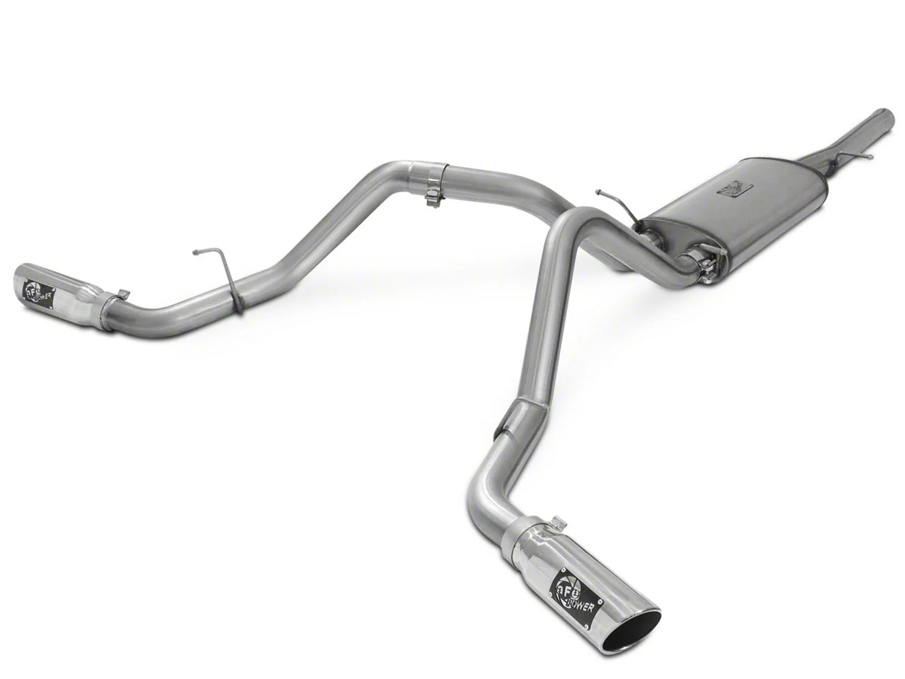 AFE MACH Force-XP 3-Inch Dual Exhaust System with Polished Tips; Side Exit (14-18 5.3L Sierra 1500)