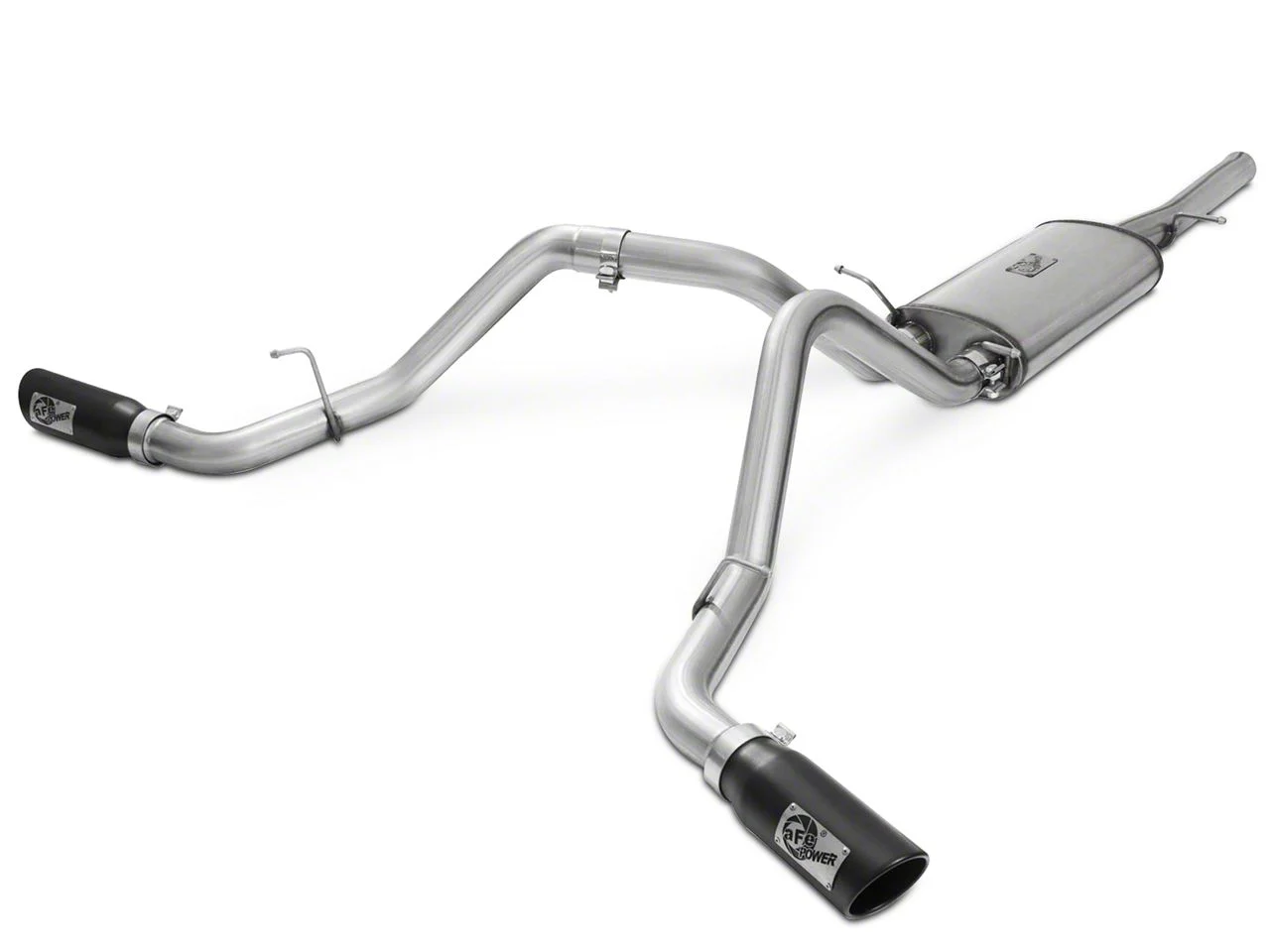AFE MACH Force-XP 3-Inch Dual Exhaust System with Black Tips; Side Exit (14-18 5.3L Sierra 1500)