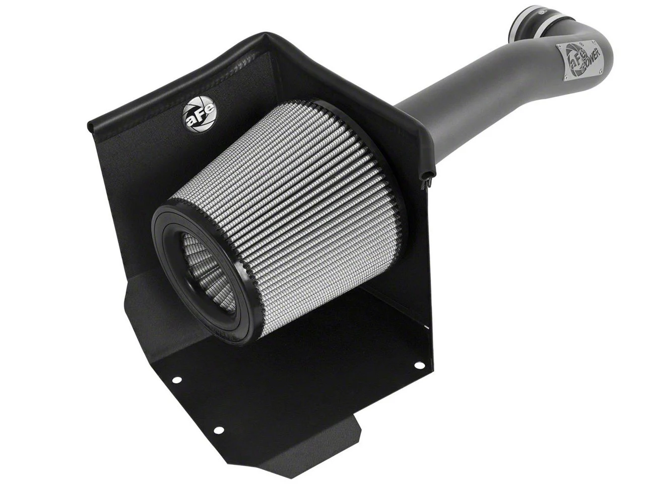 AFE Magnum FORCE Stage-2 Cold Air Intake with Pro DRY S Filter; Matte Gray (14-18 6.2L Sierra 1500 w/ Electric Cooling Fan)