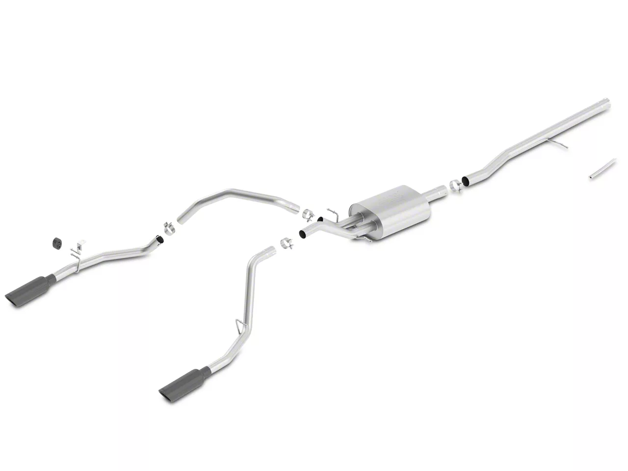 Borla ATAK Dual Exhaust System with Black Chrome Tips; Rear Exit (14-18 5.3L Sierra 1500)