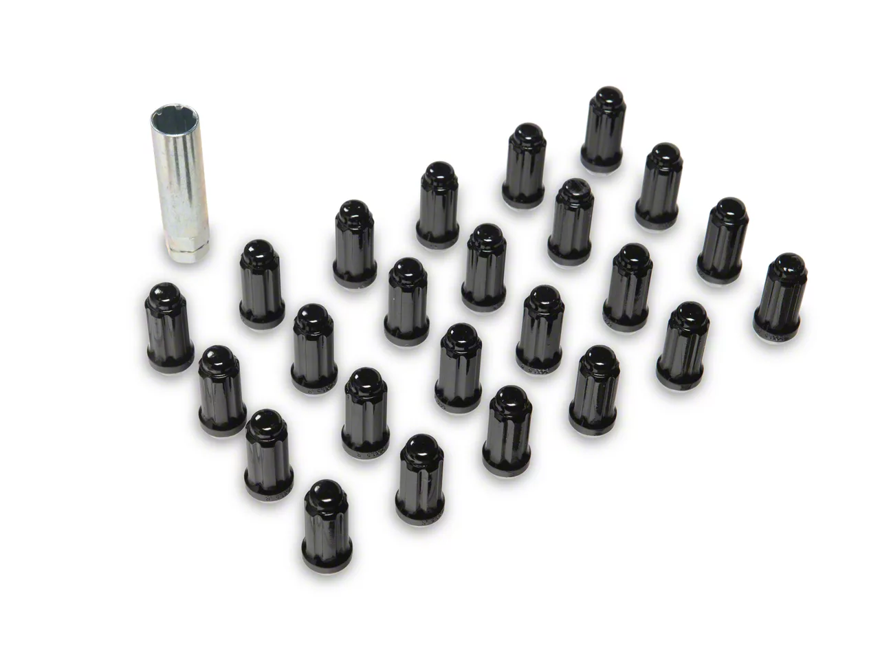 Black 6-Spline Lug Nut Kit; 14mm x 1.5; Set of 24 (07-26 Sierra 1500)