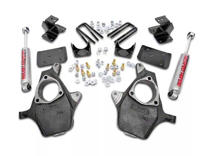 Rough Country Suspension Spindle Lowering Kit; 2-Inch Front / 4-Inch Rear (07-13 2WD Sierra 1500)
