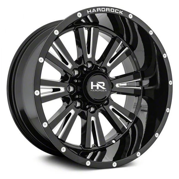 Hardrock Offroad Spine Xposed Gloss Black Milled 6-Lug Wheel; 20x9; 0mm Offset (15-20 F-150)