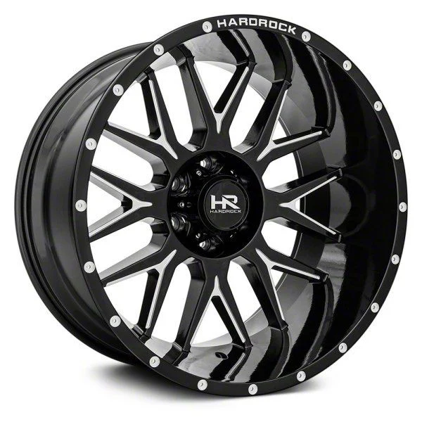 Hardrock Offroad Affliction Gloss Black Milled 8-Lug Wheel; 22x12; -44mm Offset (19-26 RAM 3500 SRW)