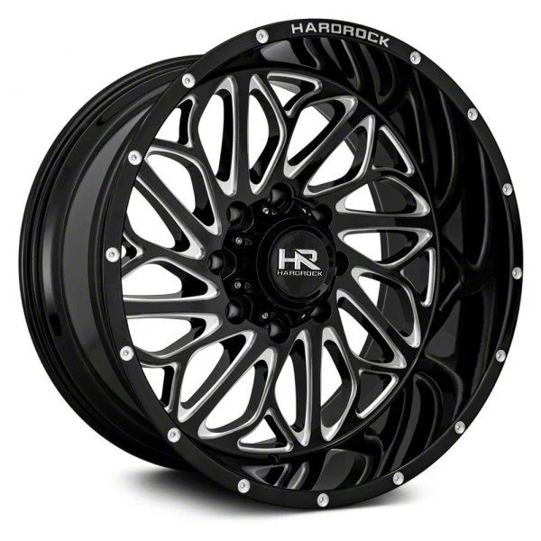 Hardrock Offroad BlackTop Xposed Gloss Black Milled 8-Lug Wheel; 20x12; -44mm Offset (07-10 Sierra 3500 HD SRW)