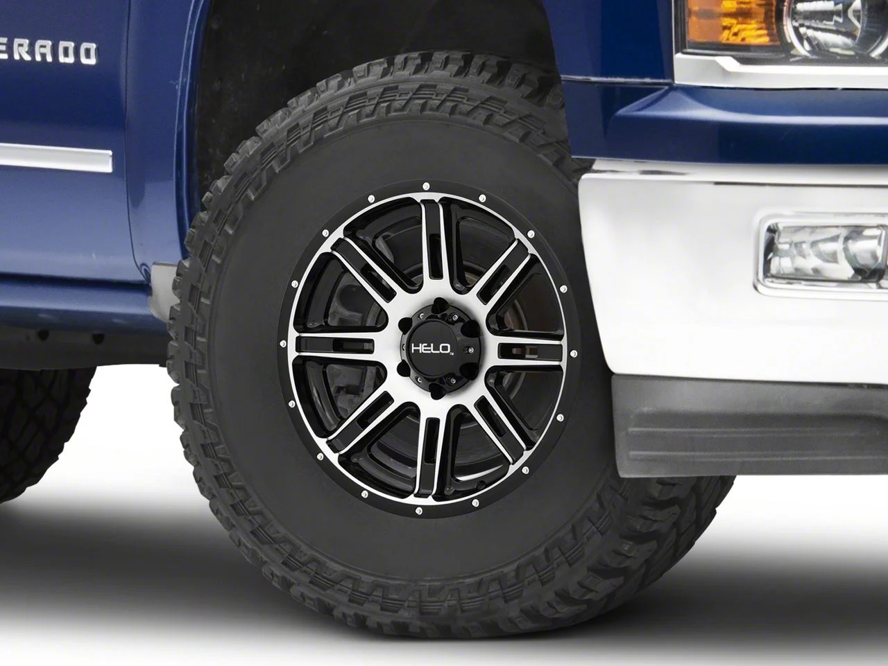 HELO HE900 Gloss Black Machined 6-Lug Wheel; 17x9; -12mm Offset (14-18 Silverado 1500)