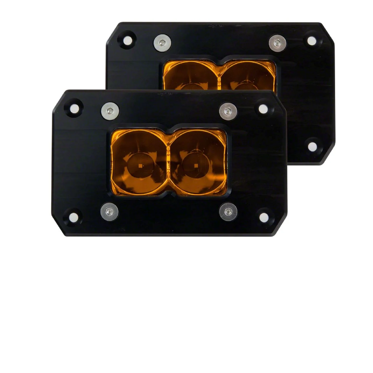 Heretic Studios 2-Inch Flush Mount Amber LED Pod Lights; Flood Beam (Universal; Some Adaptation May Be Required)