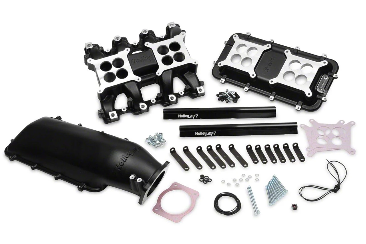 Holley GM LS3/L92 Modular Mid-Rise EFI Intake Manifold with 92mm Top; Black (07-08 6.2L Sierra 1500 Denali)