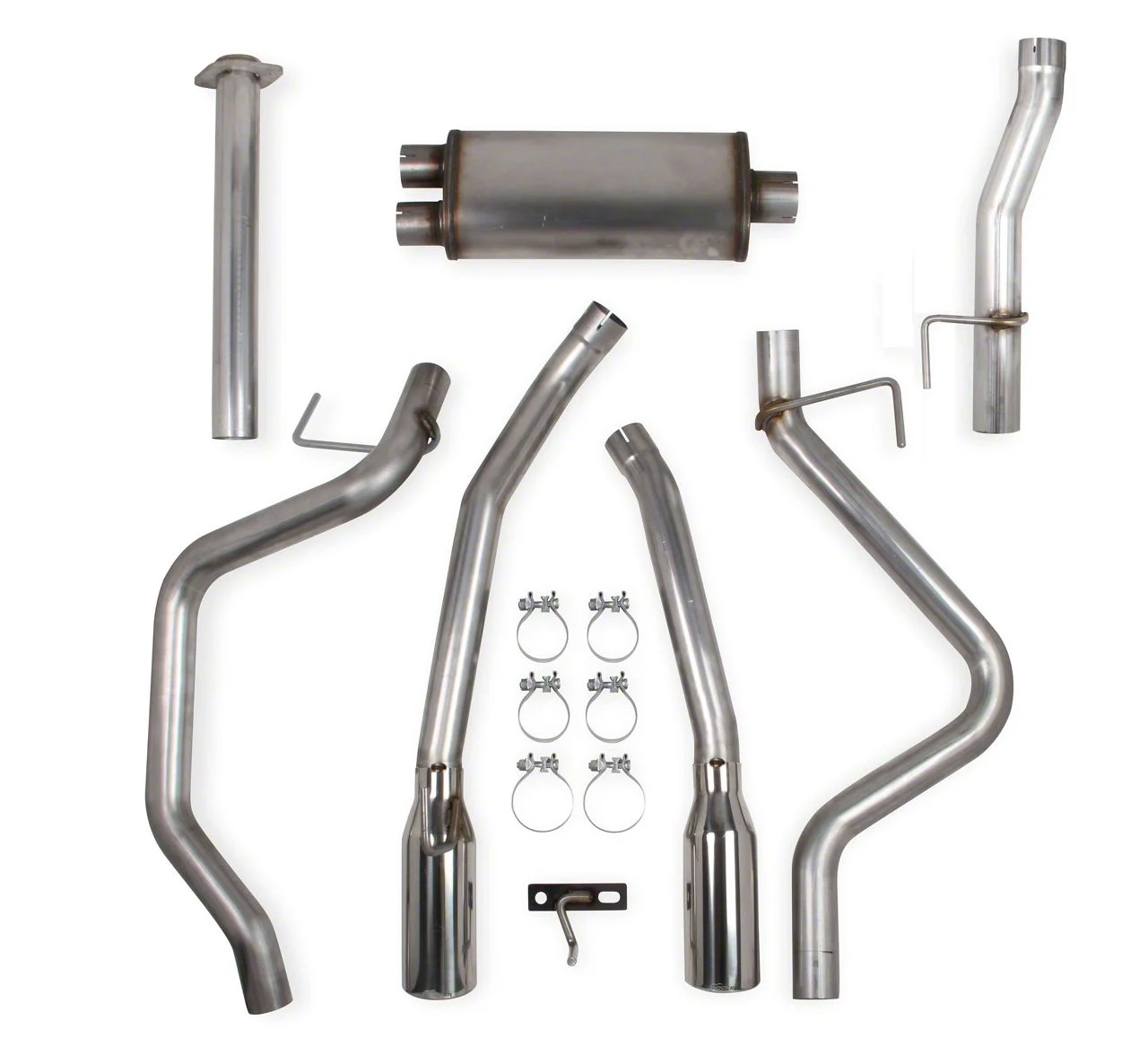 Hooker BlackHeart Dual Exhaust System with Polished Tips; Rear Exit (11-14 5.0L F-150)