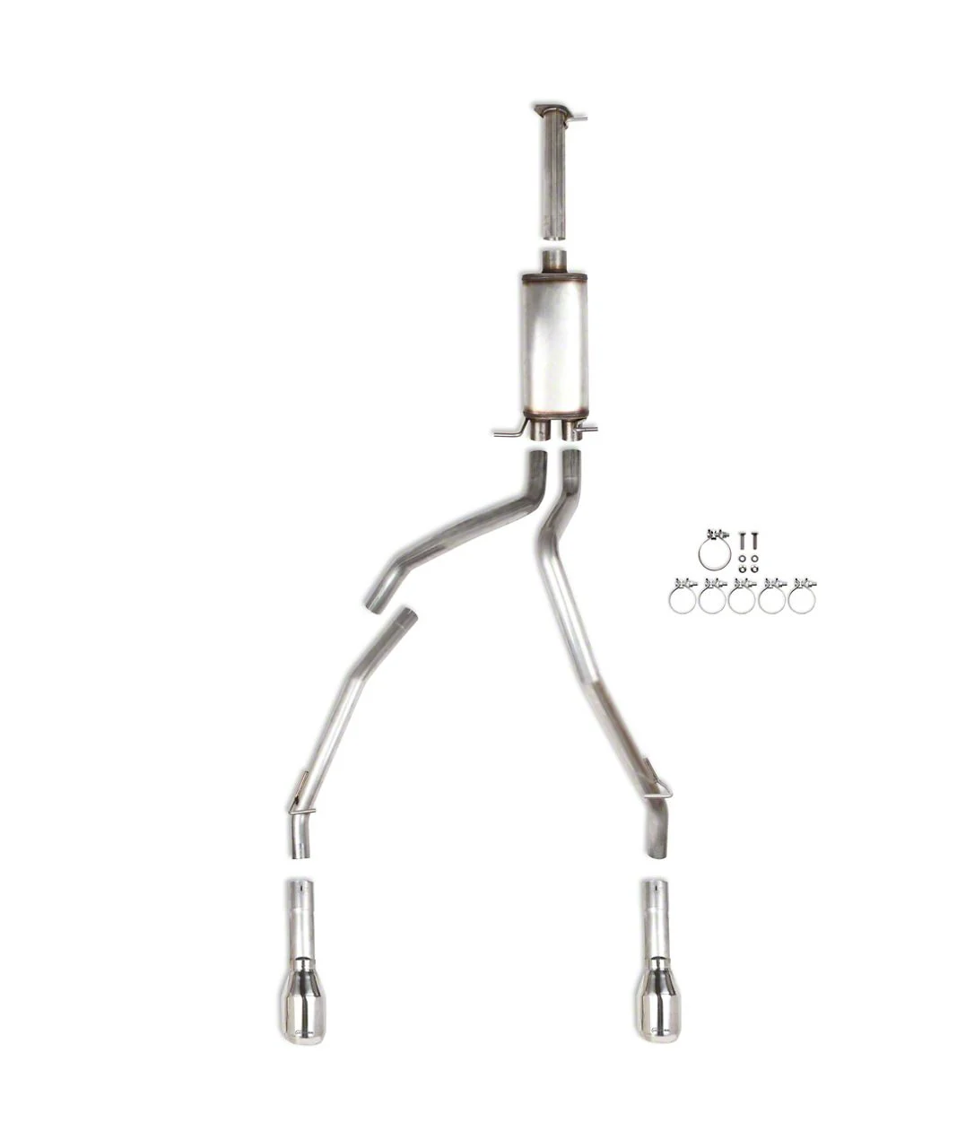 Hooker BlackHeart Dual Exhaust System with Polished Tips; Rear Exit (19-24 5.7L RAM 1500 w/ Factory Dual Exhaust)