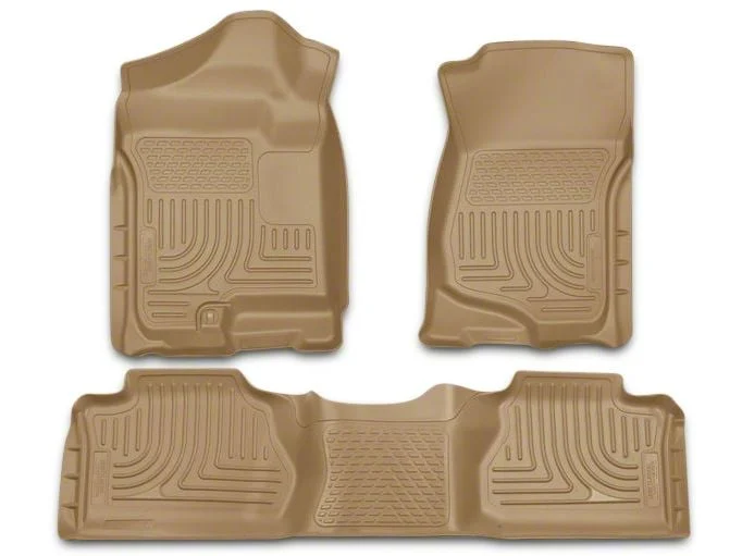 Husky Liners WeatherBeater Front and Second Seat Floor Liners; Footwell Coverage; Tan (07-13 Silverado 1500 Extended Cab, Crew Cab)