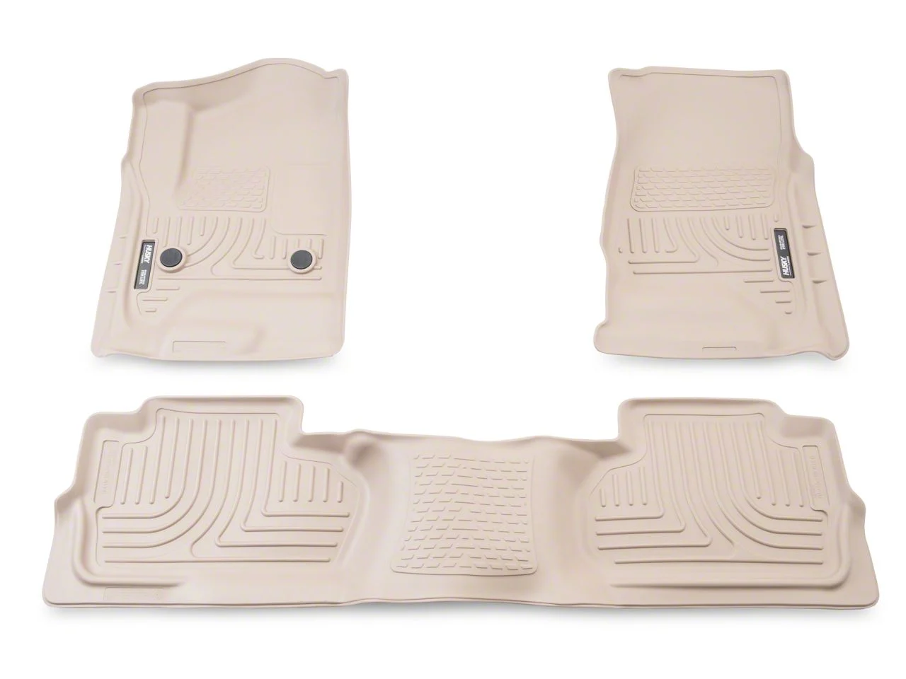 Husky Liners WeatherBeater Front and Second Seat Floor Liners; Footwell Coverage; Tan (14-18 Silverado 1500 Double Cab, Crew Cab)