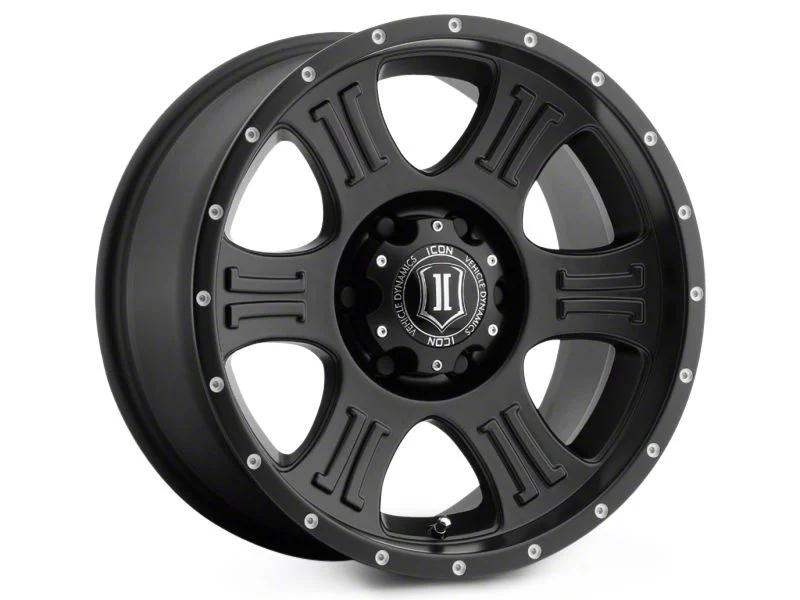 ICON Alloys Shield Satin Black 6-Lug Wheel; 17x8.5; 0mm Offset (14-18 Silverado 1500)