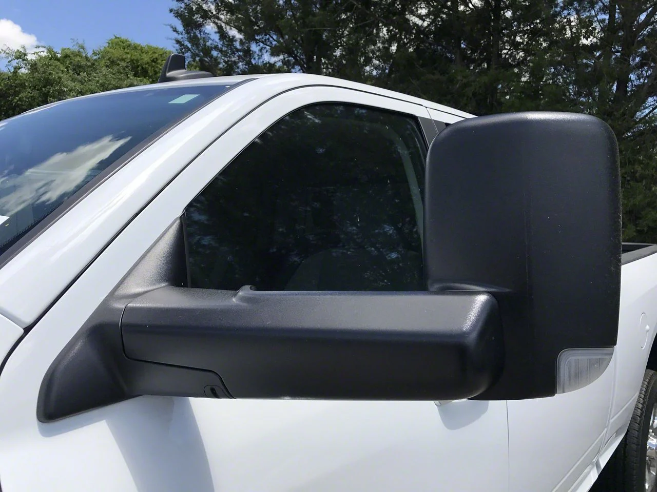 Infotainment 7x11 Power Folding Towing Mirrors; Textured Black (16-17 RAM 1500)