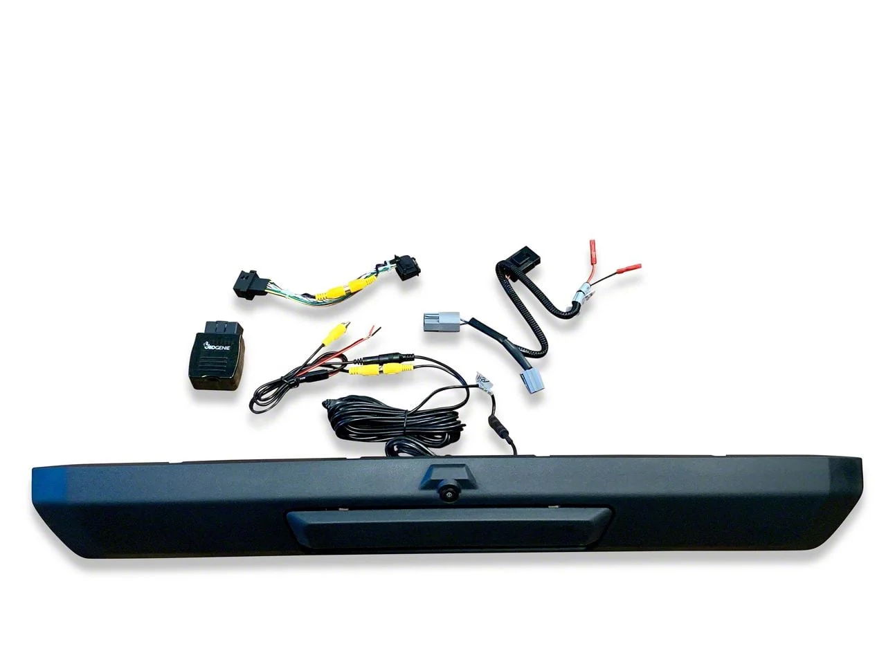 Infotainment TailGate Handle Backup Camera Kit with OBD Genie Rear View Camera Programmer (17-19 F-250 Super Duty w/ 4-Inch Display)