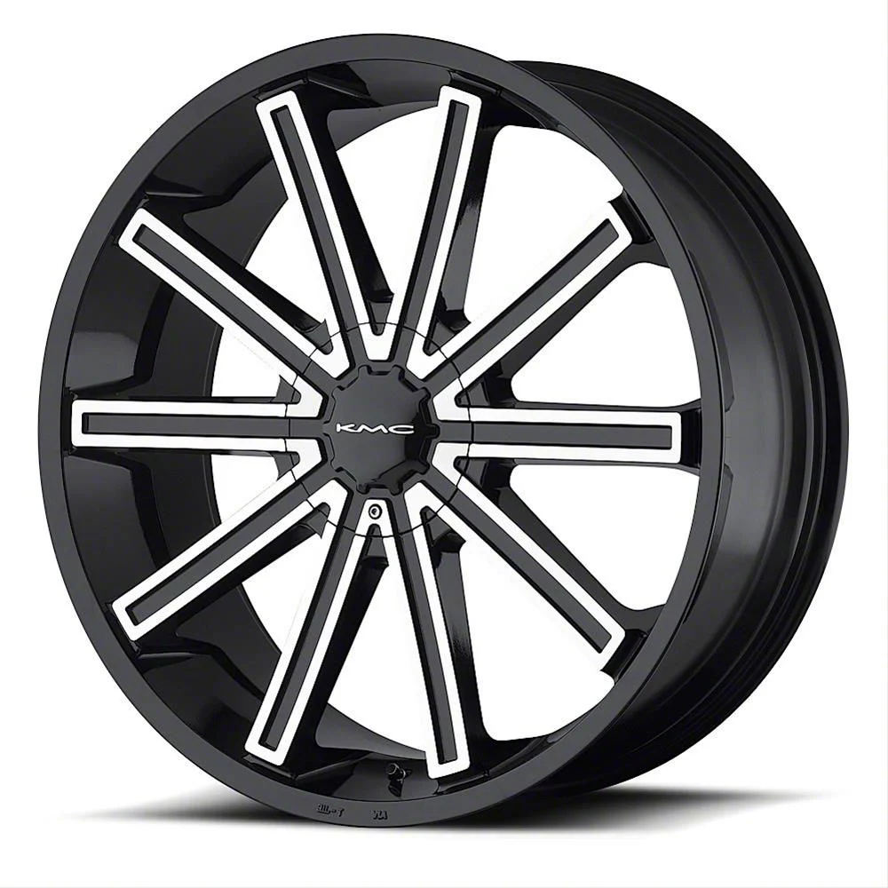 KMC Nerve Gloss Black Machined 6-Lug Wheel; 22x9; 38mm Offset (07-14 Yukon)