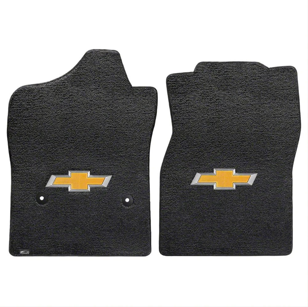 Lloyd Ultimat Front Floor Mats with Bowtie Logo; Black (14-18 Silverado 1500 Regular Cab)