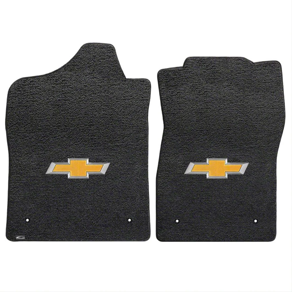 Lloyd Ultimat Front Floor Mats with Bowtie Logo; Black (07-13 Silverado 1500 Regular Cab)