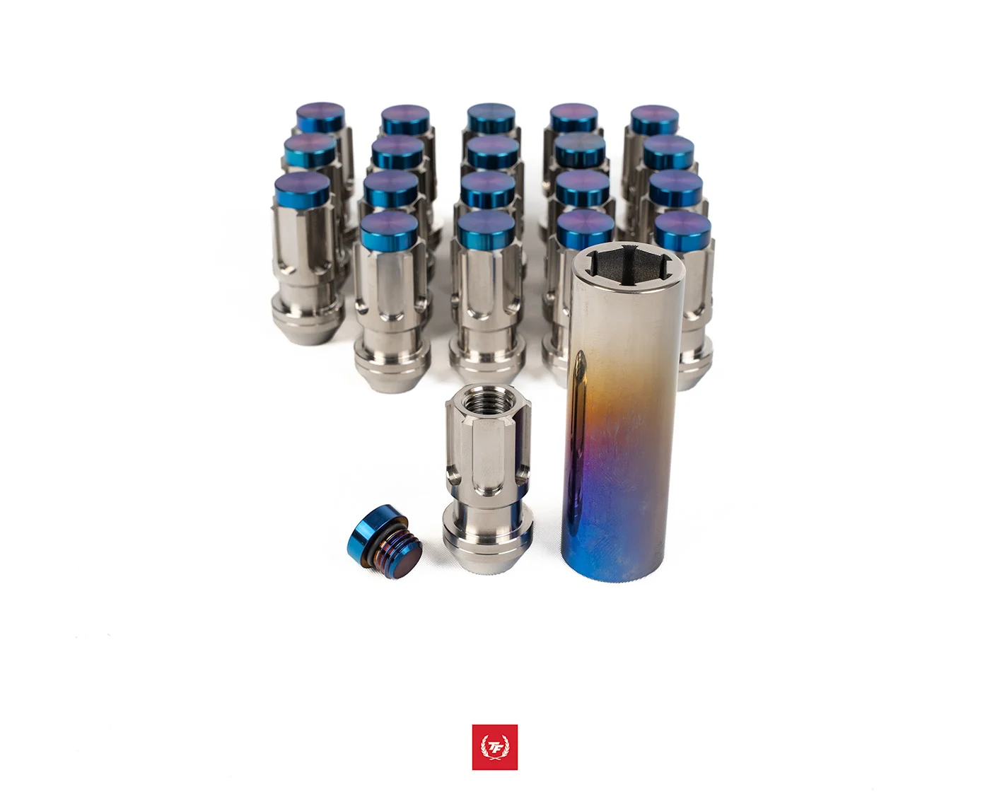 Kinematic Designs 3-Piece Titanium Locking Lug Nut Set - Blue Cap