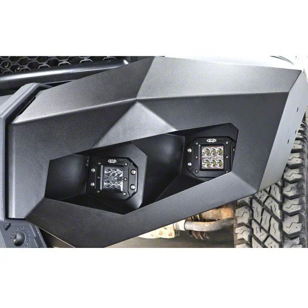 LoD Offroad Destroyer Front Bumper Universal Flush Mount Light Bezel Kit; Black Texture (11-22 F-350 Super Duty)
