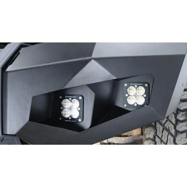 LoD Offroad Destroyer Front Bumper Baja Squadron Flush Light Bezel Kit; Black Texture (10-26 RAM 2500)