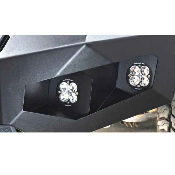 LoD Offroad Destroyer Front Bumper Baja Squadron Round Light Bezel Kit; Black Texture (11-26 Silverado 3500 HD)
