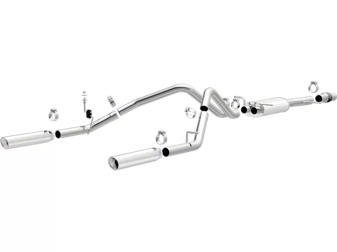 Magnaflow Street Series Dual Exhaust System with Polished Tips; Rear Exit (14-18 5.3L Silverado 1500)