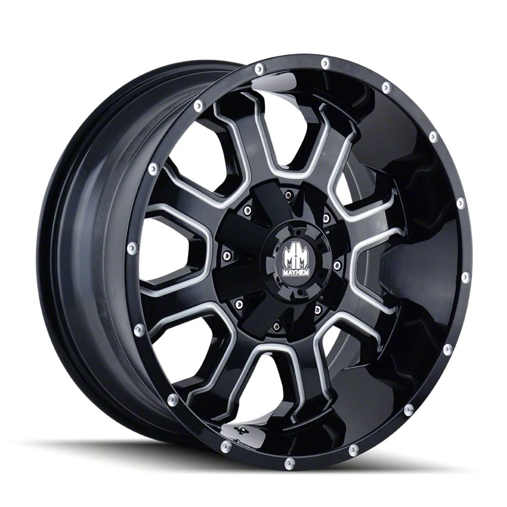 Mayhem Wheels Fierce Gloss Black Milled 5-Lug Wheel; 20x9; 0mm Offset (02-08 RAM 1500, Excluding Mega Cab)