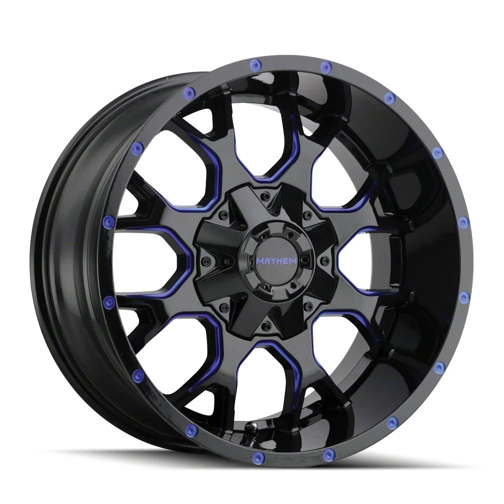 Mayhem Wheels Warrior Black with Prism Blue 6-Lug Wheel; 20x9; 0mm Offset (04-08 F-150)