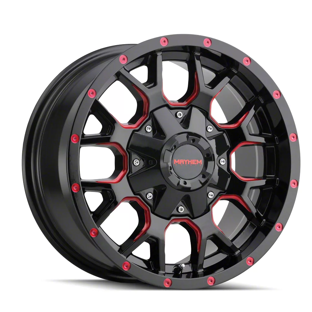 Mayhem Wheels Warrior Black with Prism Red 6-Lug Wheel; 20x10; -25mm Offset (07-13 Sierra 1500)