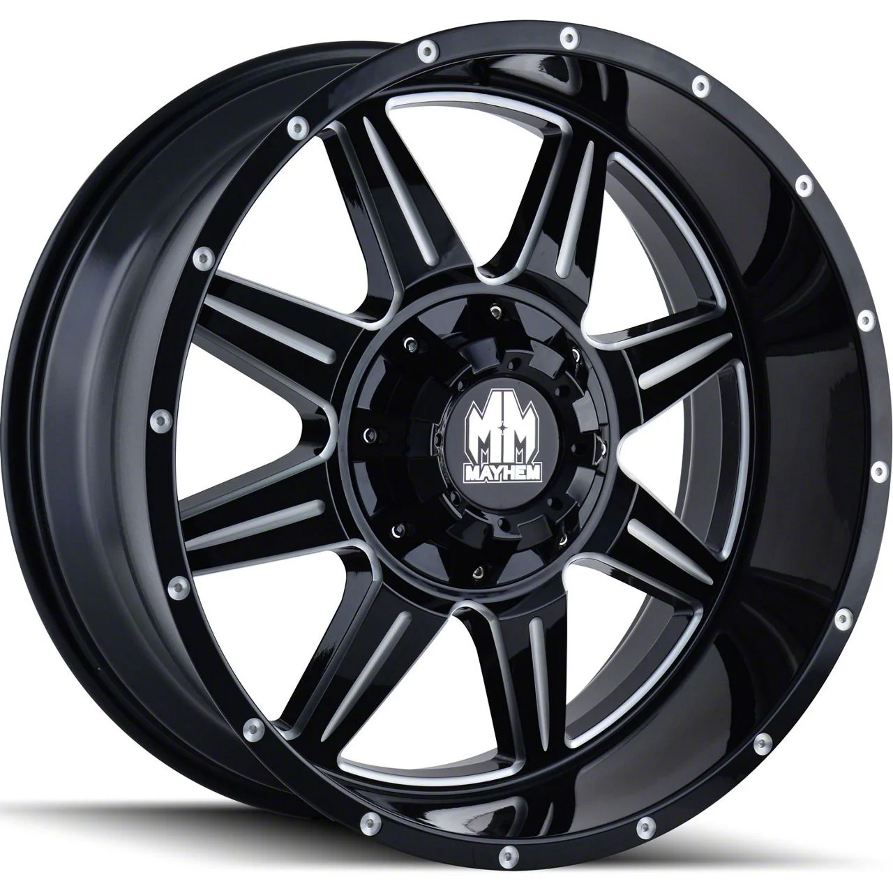 Mayhem Wheels Monstir Gloss Black Milled 6-Lug Wheel; 20x9; 0mm Offset (14-18 Sierra 1500)