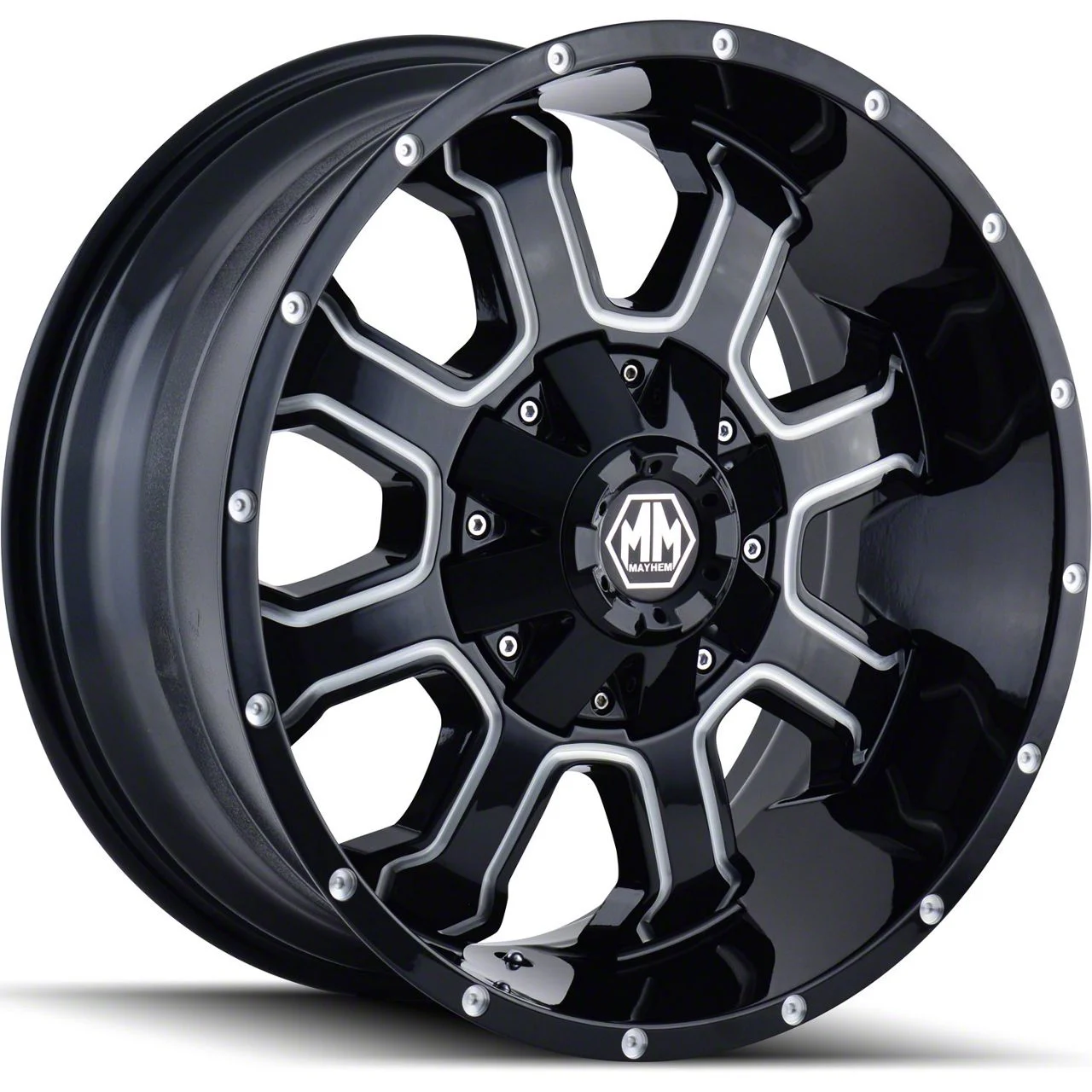Mayhem Wheels Fierce Gloss Black Milled 5-Lug Wheel; 17x9; 18mm Offset (02-08 RAM 1500, Excluding Mega Cab)