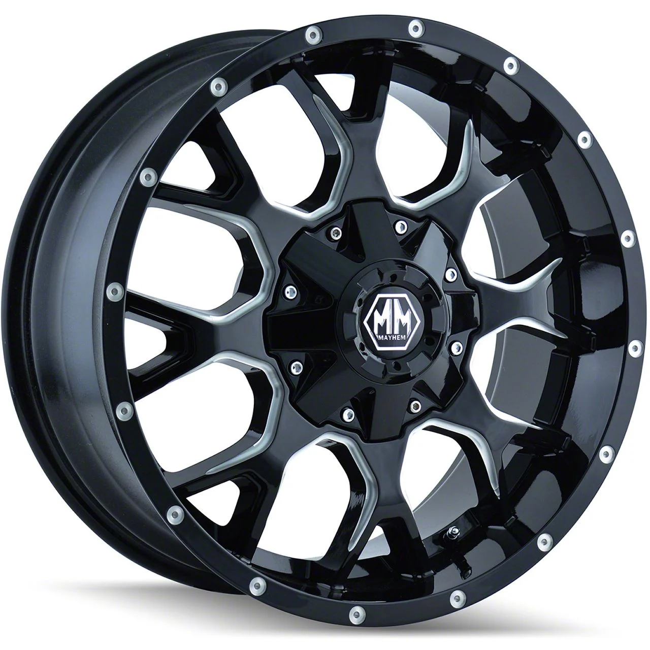 Mayhem Wheels Warrior Black Milled 5-Lug Wheel; 17x9; 18mm Offset (02-08 RAM 1500, Excluding Mega Cab)