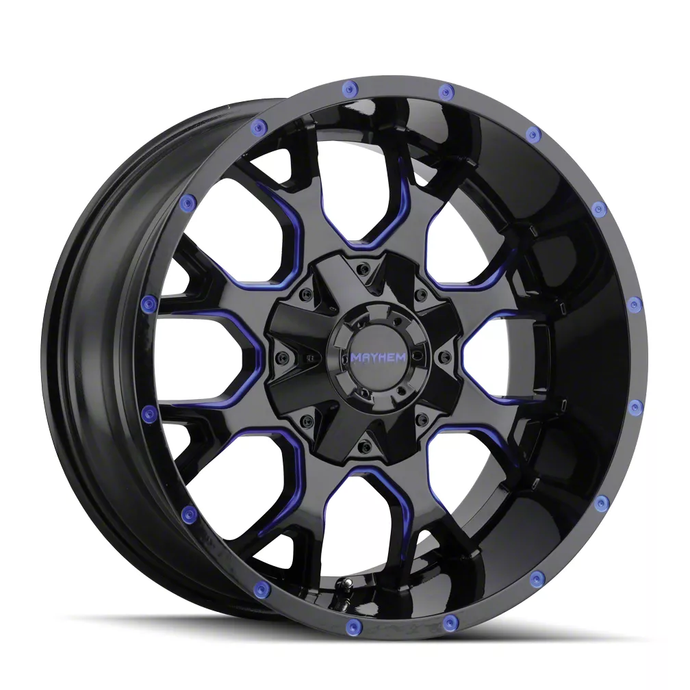 Mayhem Wheels Warrior Black with Prism Blue 6-Lug Wheel; 20x9; 0mm Offset (19-26 Sierra 1500)