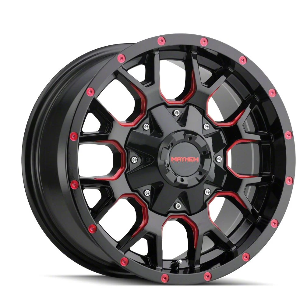 Mayhem Wheels Warrior Black with Prism Red 6-Lug Wheel; 20x9; 0mm Offset (19-26 Silverado 1500)