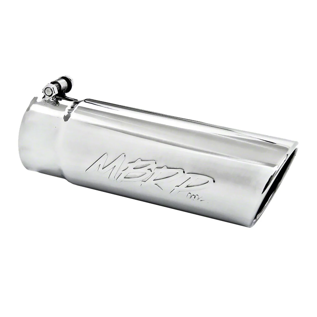 MBRP Angled Cut Rolled End Exhaust Tip; 4-Inch; Polished (Fits 3.50-Inch Tailpipe)