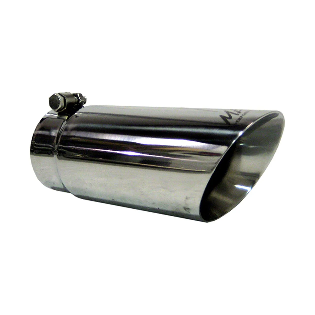 MBRP Angled Cut Dual Wall Exhaust Tip; 4-Inch; Polished (Fits 3.50-Inch Tailpipe)