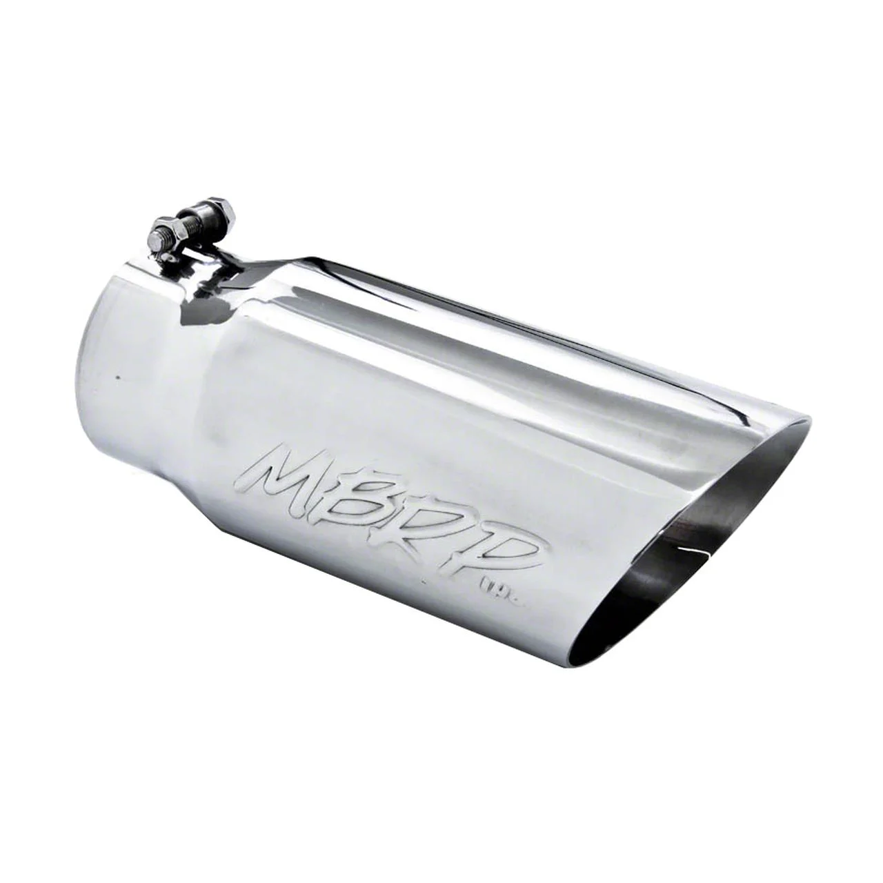 MBRP Angled Cut Dual Wall Exhaust Tip; 5-Inch; Polished (Fits 4-Inch Tailpipe)