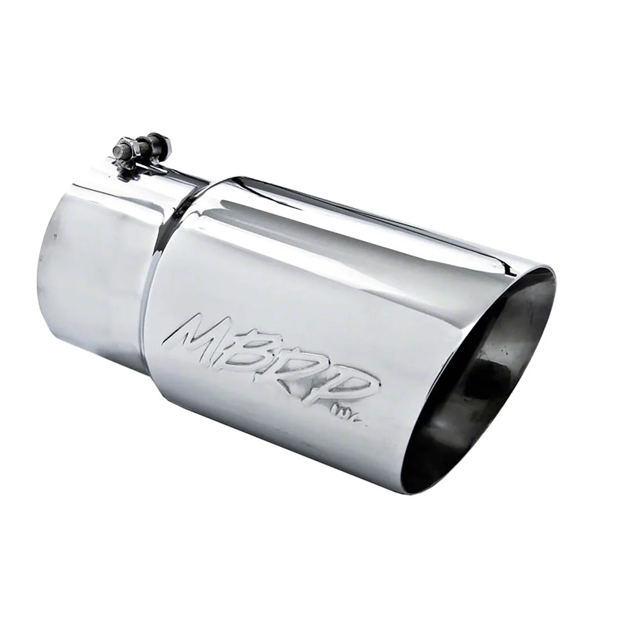 MBRP Angled Cut Dual Wall Exhaust Tip; 6-Inch; Polished (Fits 5-Inch Tailpipe)