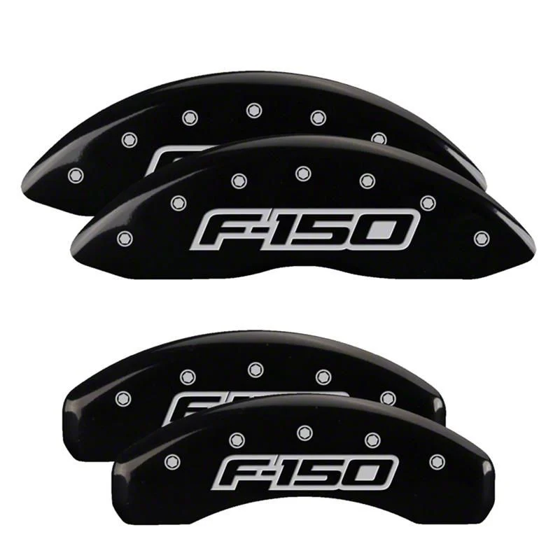 MGP Brake Caliper Covers with 2009 Style F-150 Logo; Black; Front and Rear (12-14 F-150; 15-20 F-150 w/ Manual Parking Brake)
